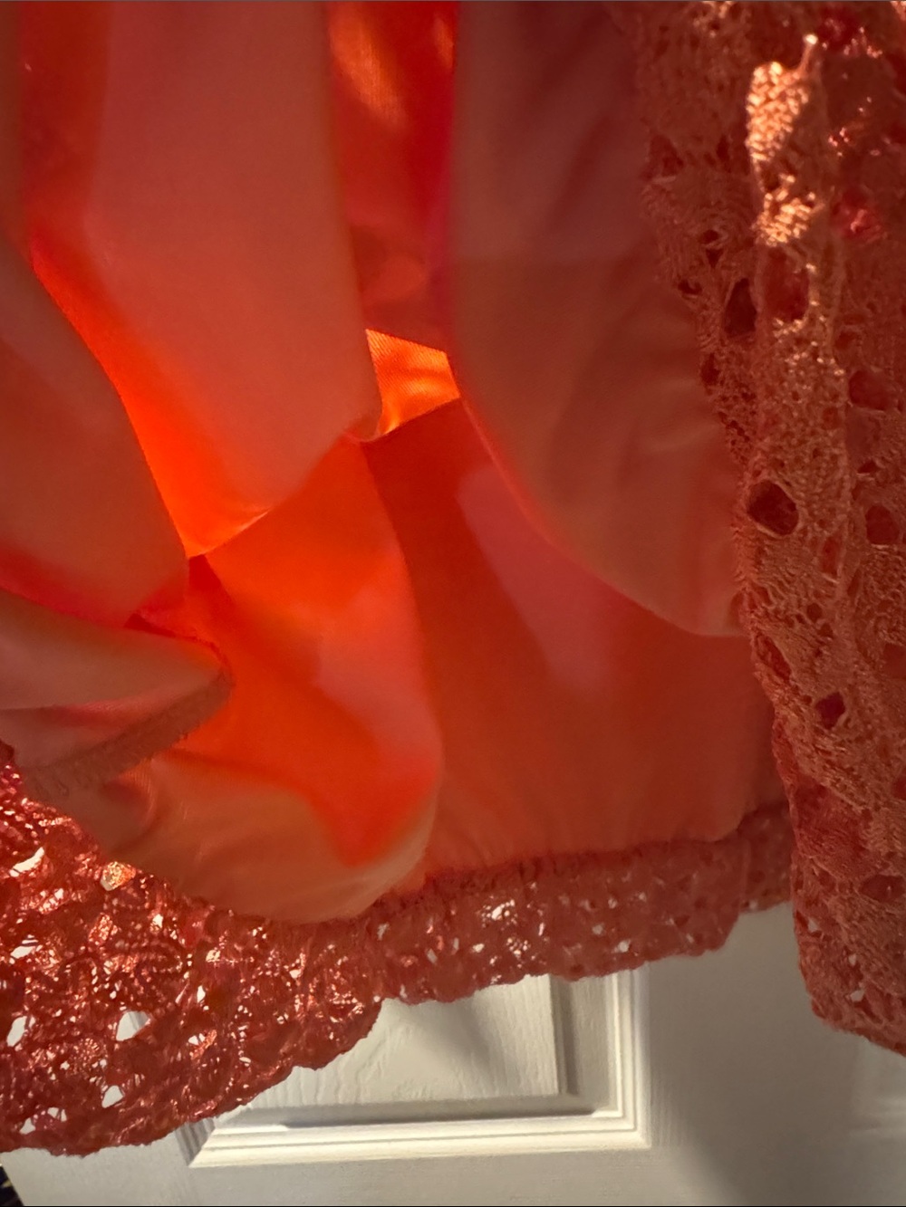 Roz & Ali Peach Crochet Overlay Blouse - Picture 3 of 4